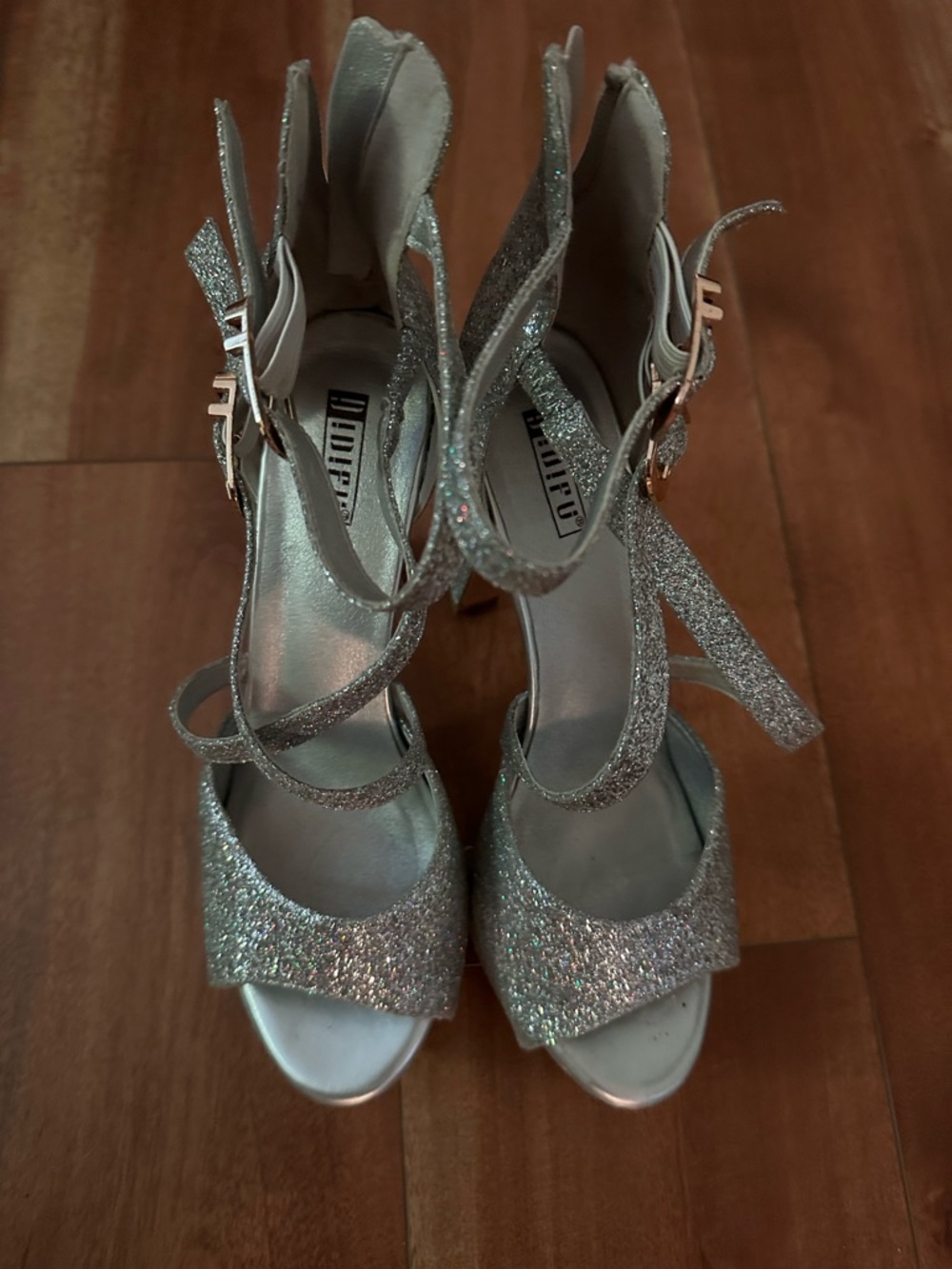 Glitter Strappy High Heel Sandals - Silver